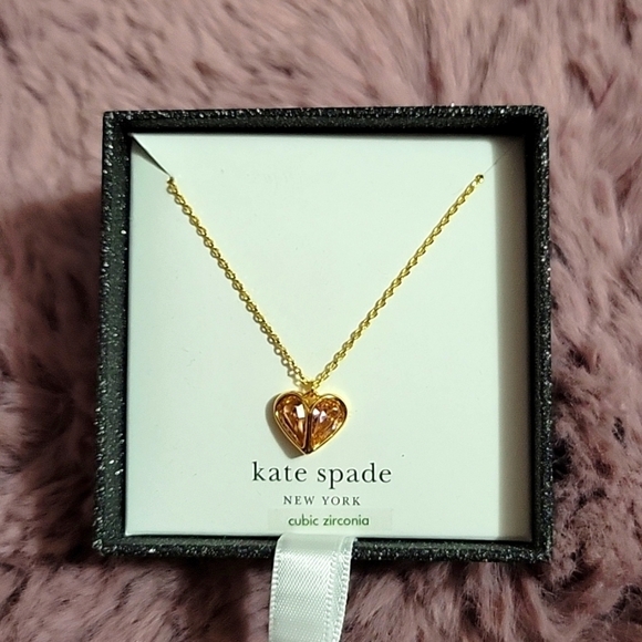 cubic zirconia heart pendant necklace KATE SPADE NEW YORK - Picture 1 of 7